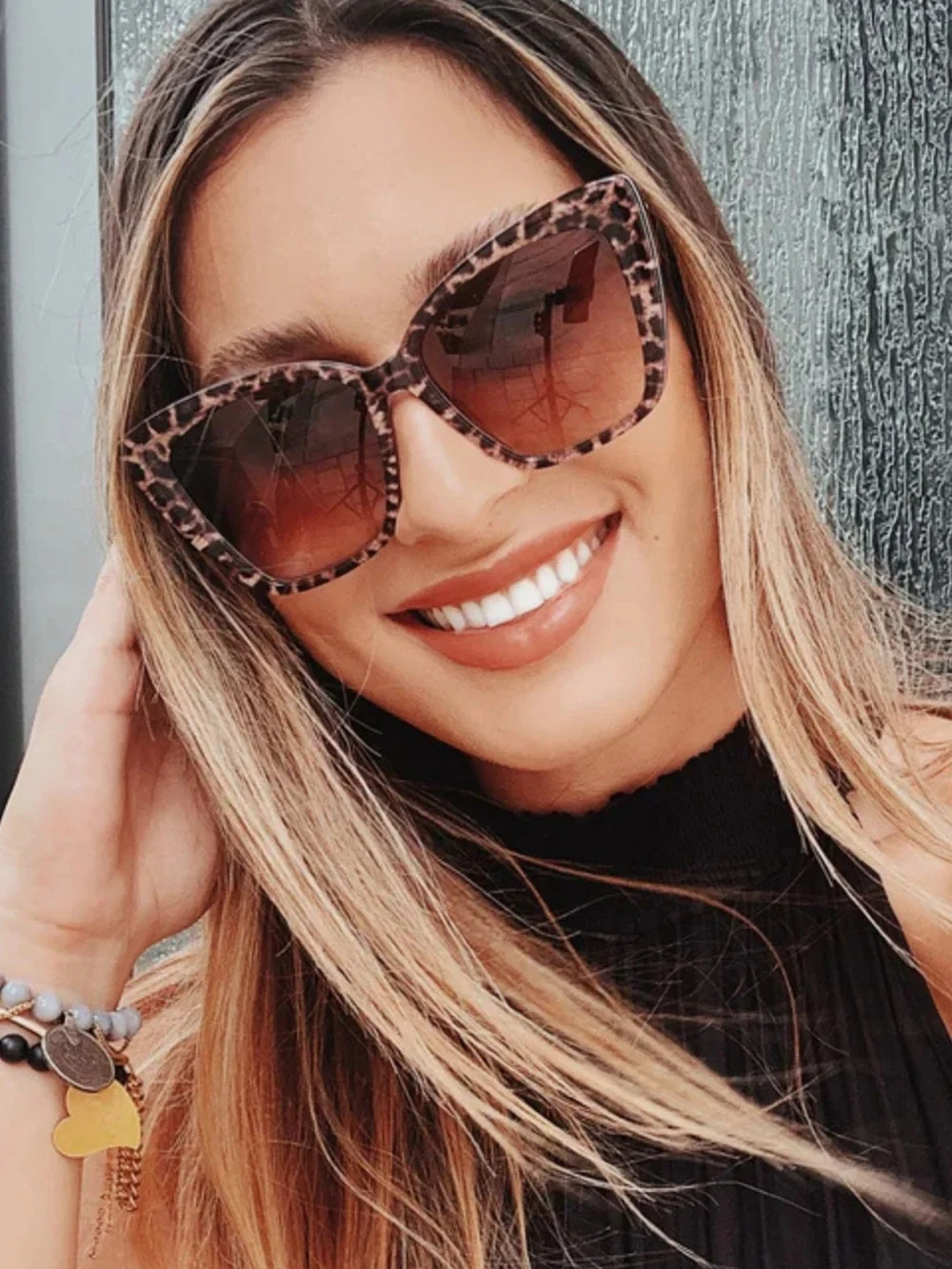 Diff Eyewear Leopard Print Cat Eye Sunglasses - Brown Gradient